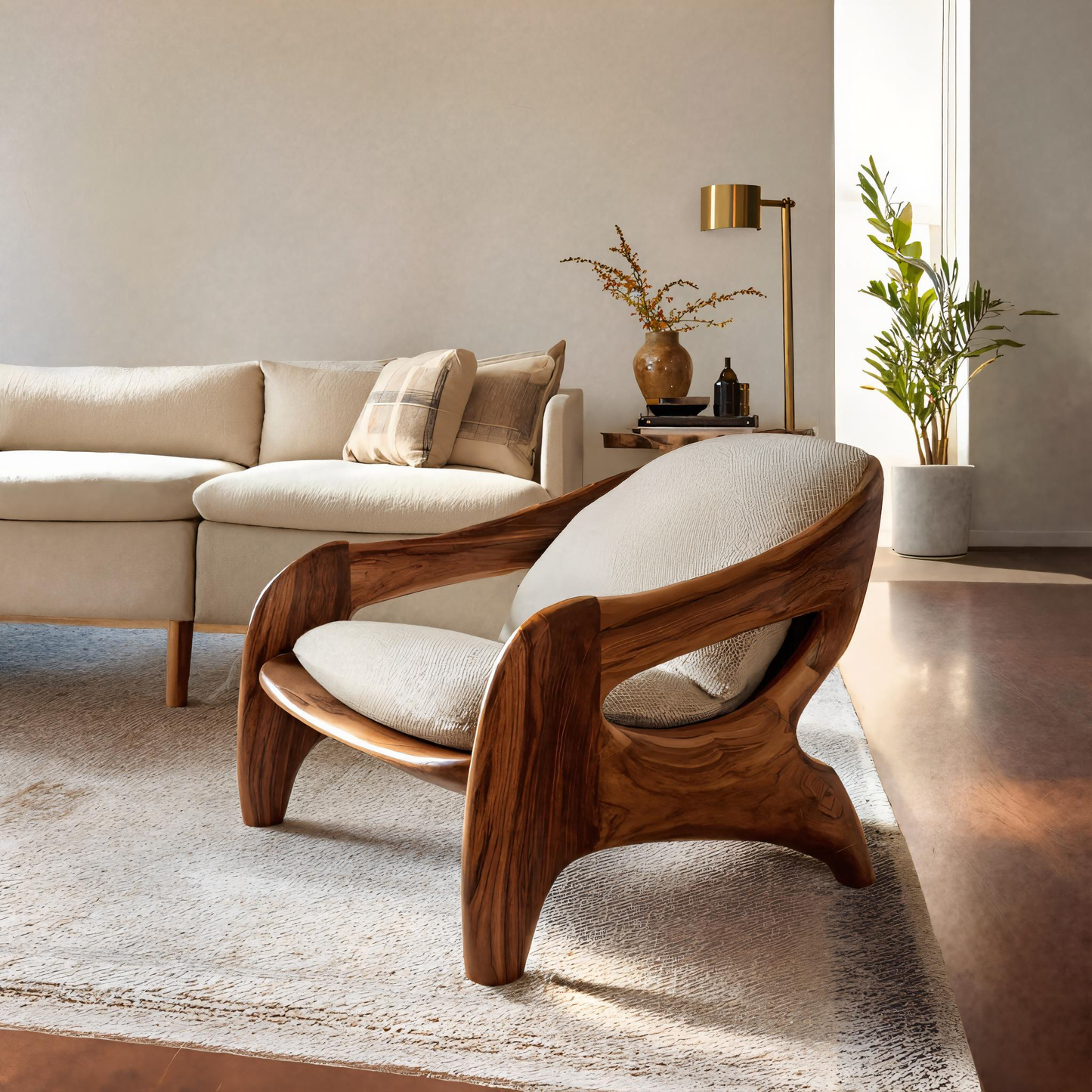 Modern Sculptural Accent Chair For Reading Corner Kitchnce