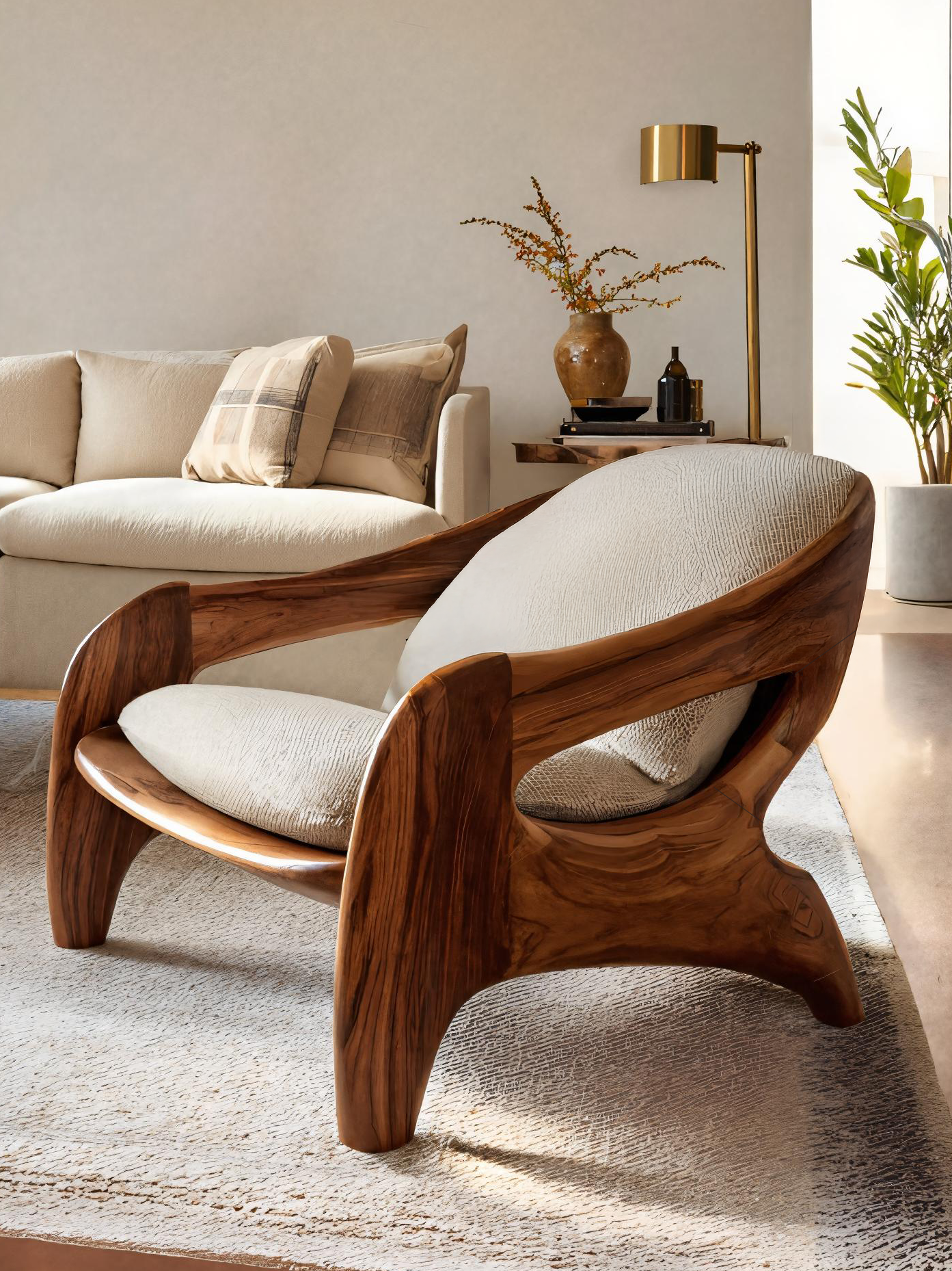 Modern Sculptural Accent Chair For Reading Corner Kitchnce