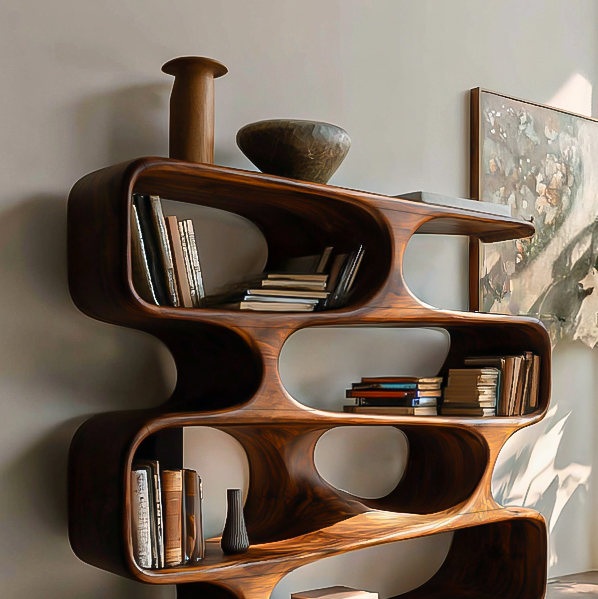 Statement Curved Bookcase For Modern Living Room Decor Kitchnce