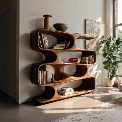 Statement Curved Bookcase For Modern Living Room Decor Kitchnce