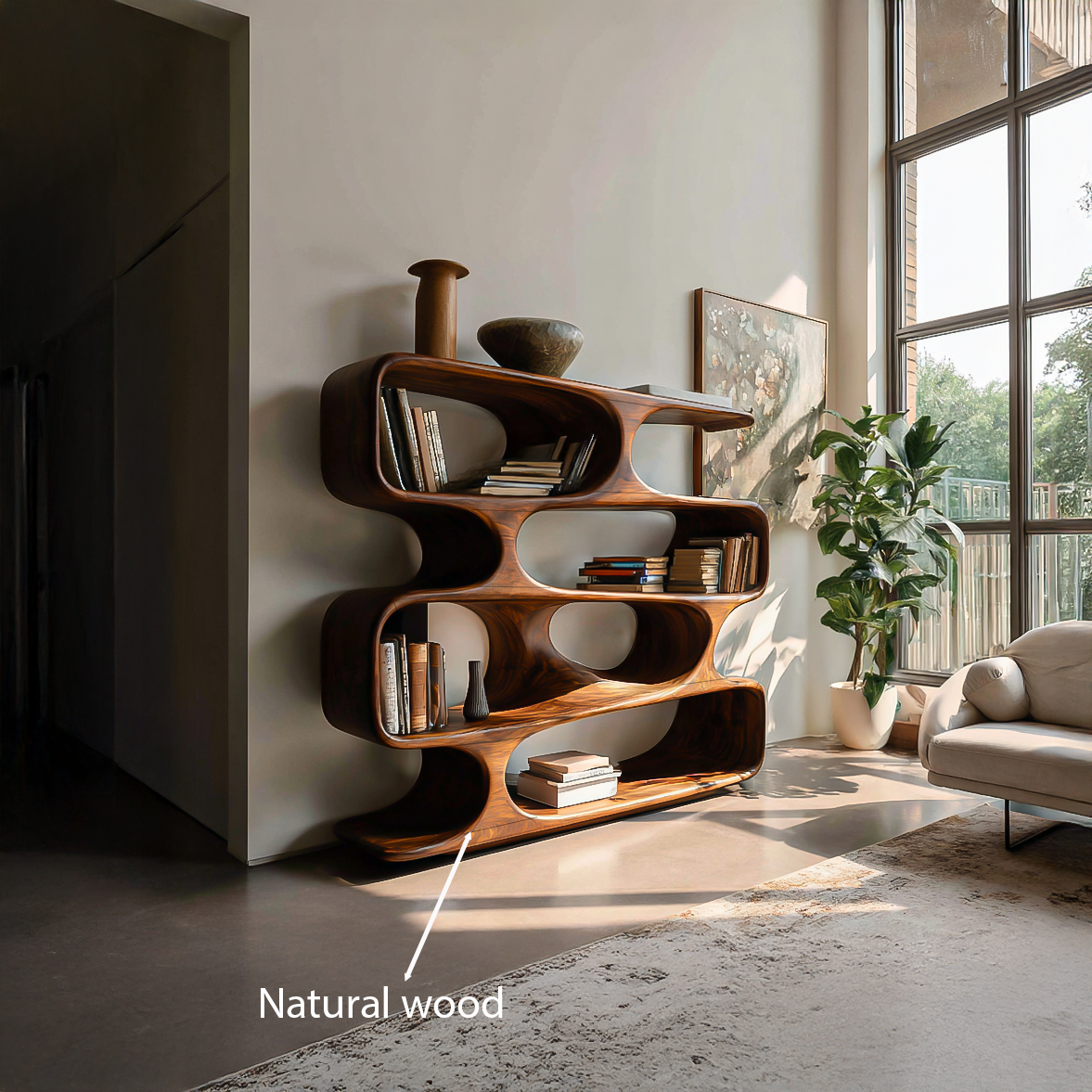 Statement Curved Bookcase For Modern Living Room Decor Kitchnce