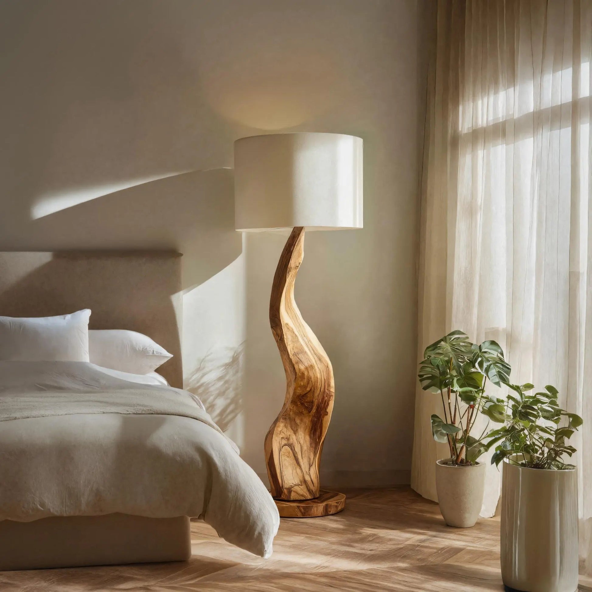 Modern Sculptural Floor Lamp With Curved Base For Bedroom Kitchnce