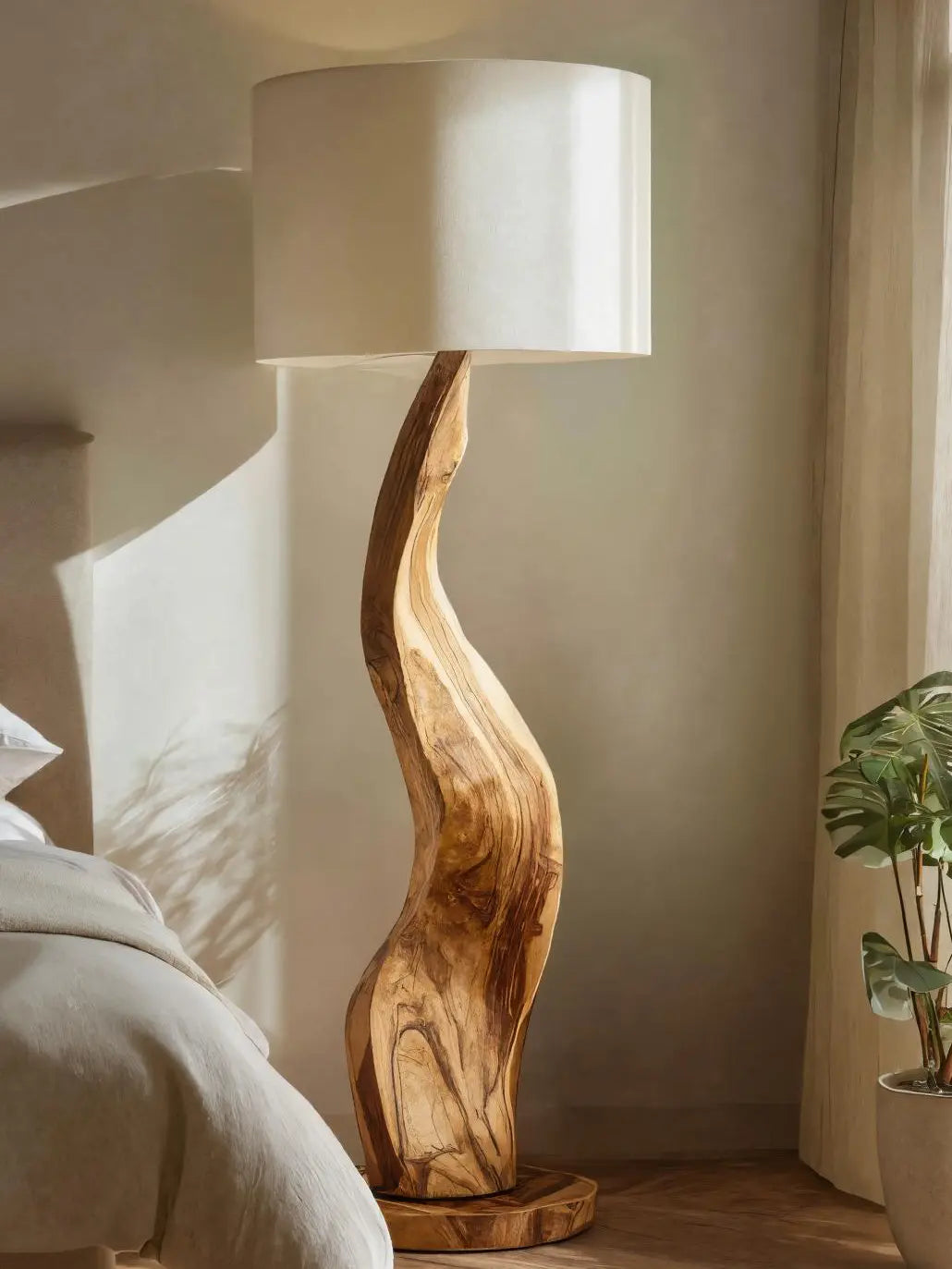 Modern Sculptural Floor Lamp With Curved Base For Bedroom Kitchnce