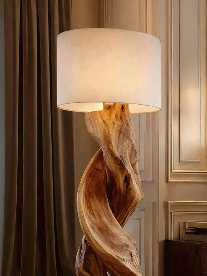 Rustic Sculptural Floor Lamp With Twisted Base For Bedroom Kitchnce
