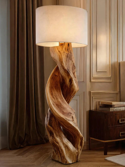 Rustic Sculptural Floor Lamp With Twisted Base For Bedroom Kitchnce
