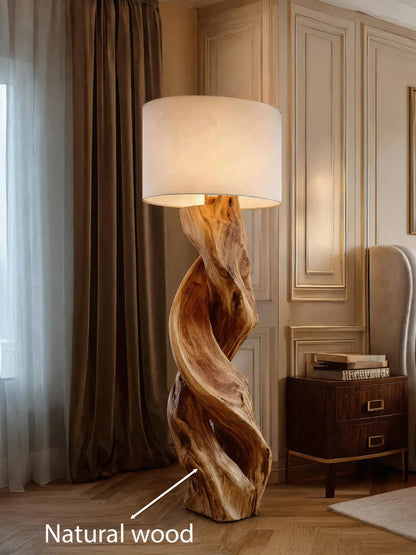 Rustic Sculptural Floor Lamp With Twisted Base For Bedroom Kitchnce