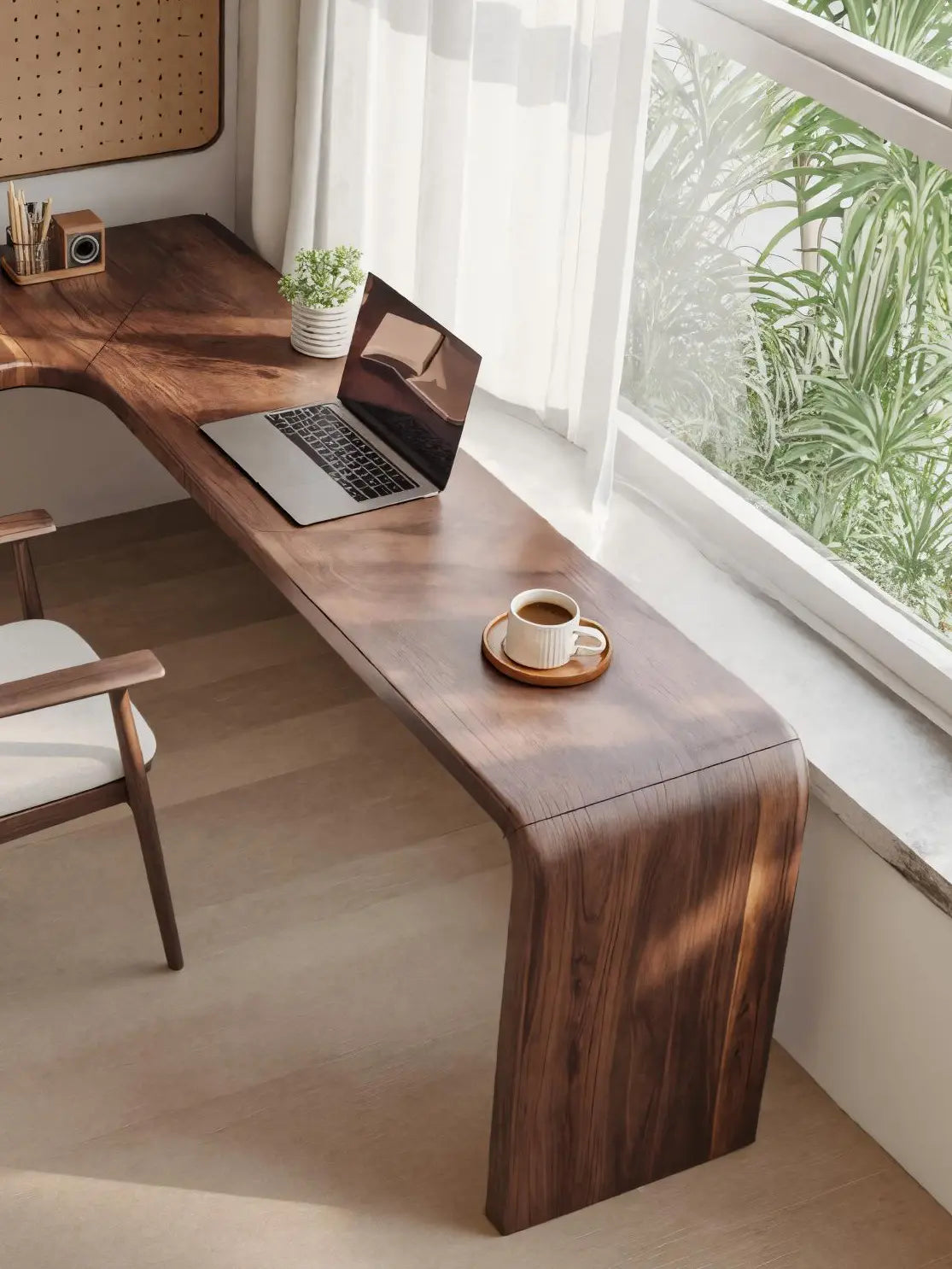 Modern L Shaped Desk With Smooth Curves For Home Office Kitchnce