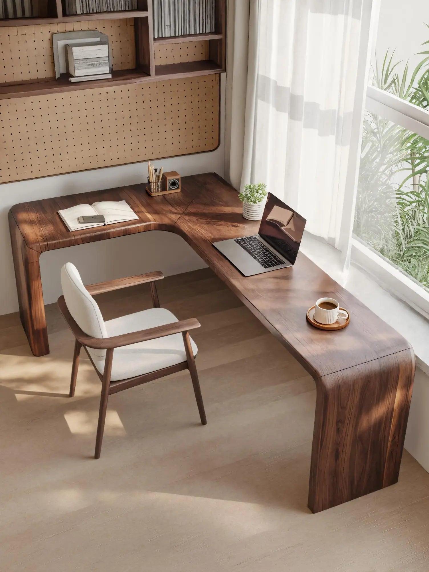 Modern L Shaped Desk With Smooth Curves For Home Office Kitchnce