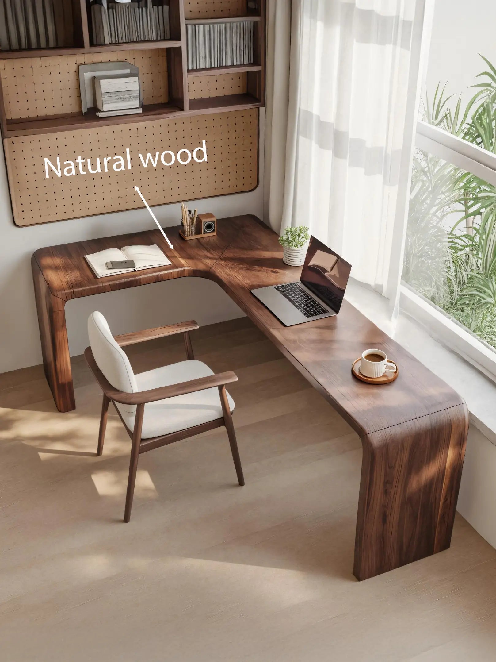 Modern L Shaped Desk With Smooth Curves For Home Office Kitchnce
