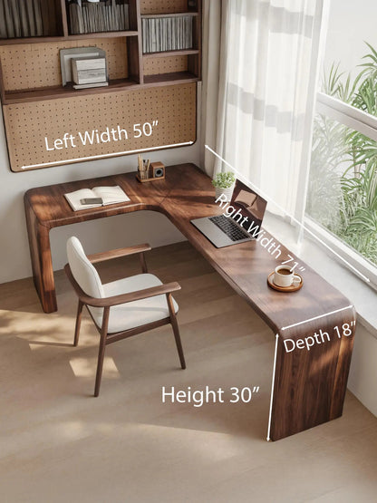 Modern L Shaped Desk With Smooth Curves For Home Office Kitchnce