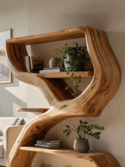 Modern Sculptural Bookshelf With S Shaped Design For Living Room Kitchnce