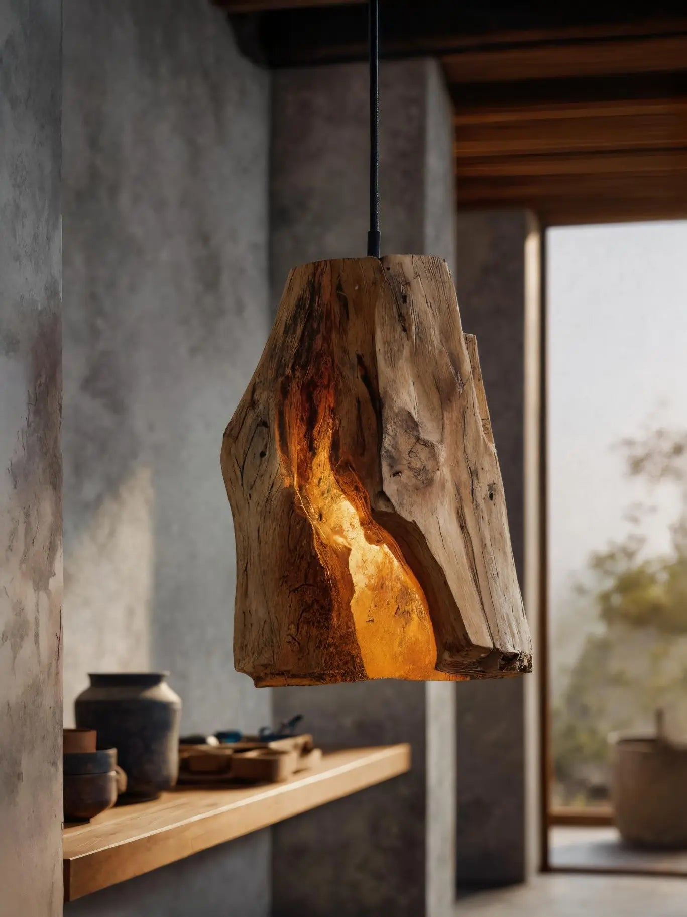 Rustic Organic Pendant Light For Dining Room Kitchnce