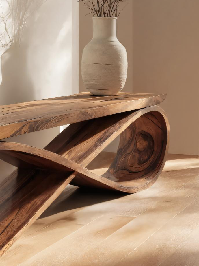 Infinity Loop Sculptural Bench For Entryway Or Living Room Kitchnce