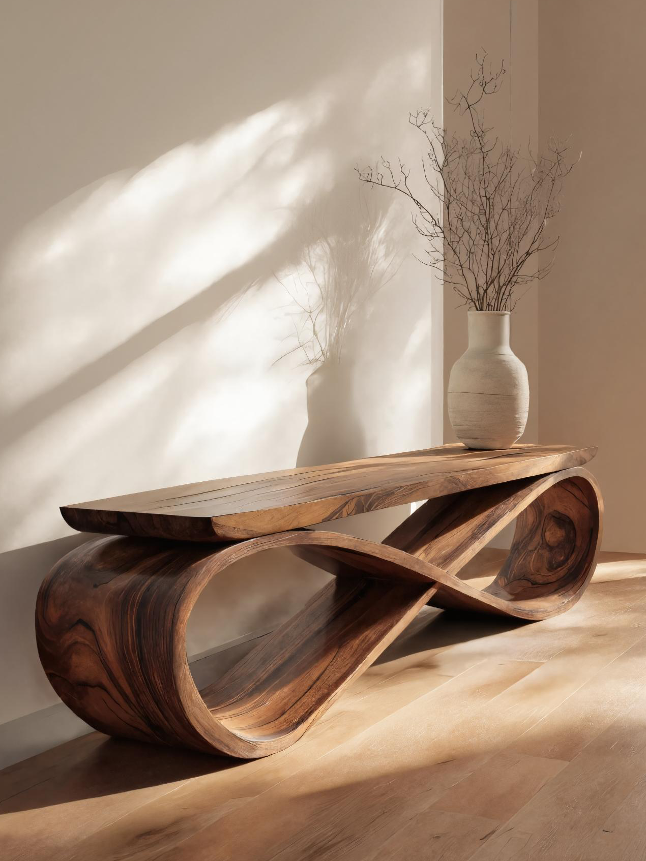 Infinity Loop Sculptural Bench For Entryway Or Living Room Kitchnce