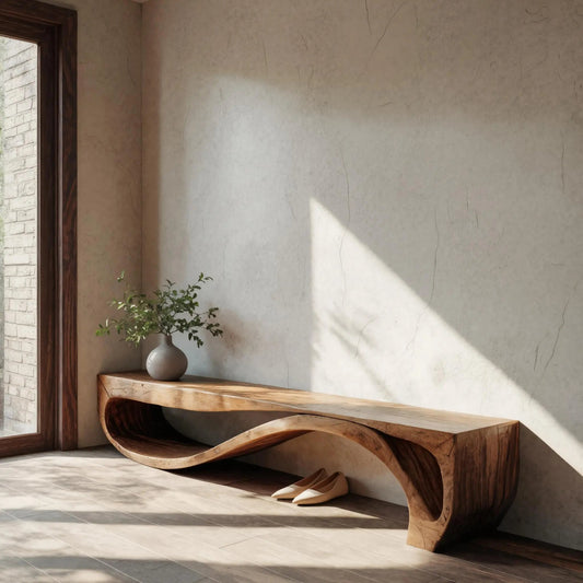 Sculptural Bench With Wave Design For Entryway Kitchnce