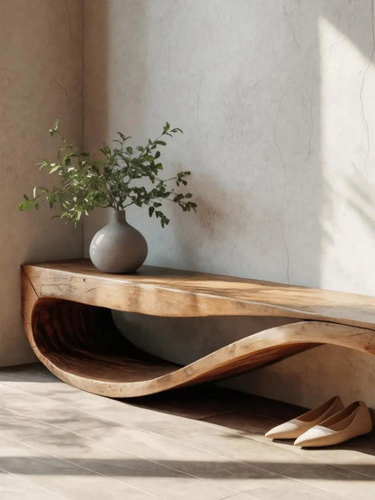 Sculptural Bench With Wave Design For Entryway Kitchnce