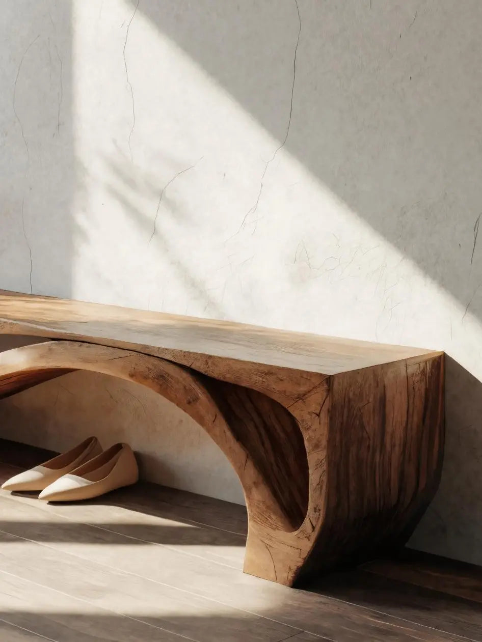Sculptural Bench With Wave Design For Entryway Kitchnce