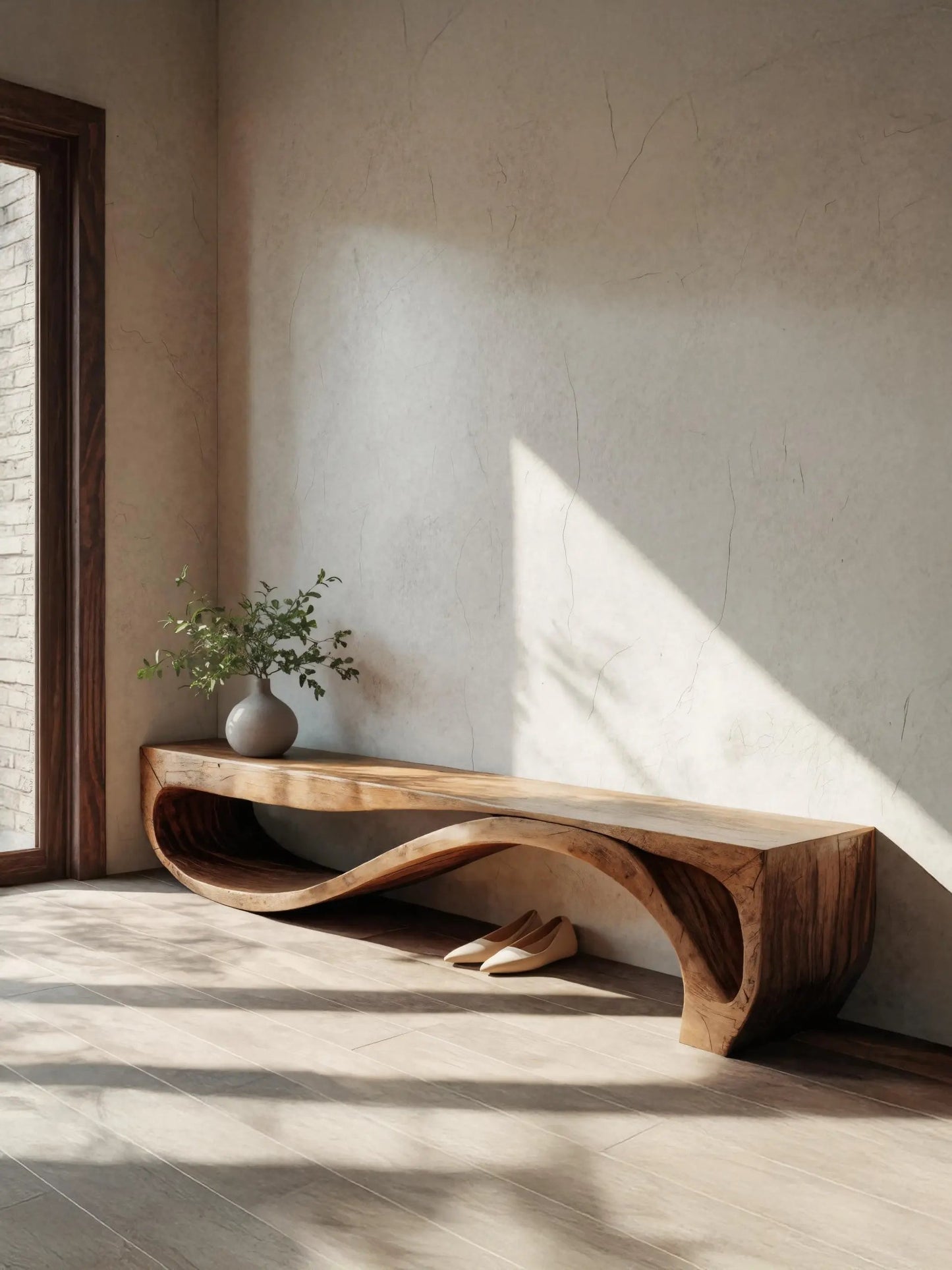 Sculptural Bench With Wave Design For Entryway Kitchnce