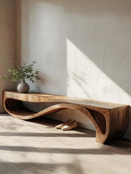 Sculptural Bench With Wave Design For Entryway Kitchnce
