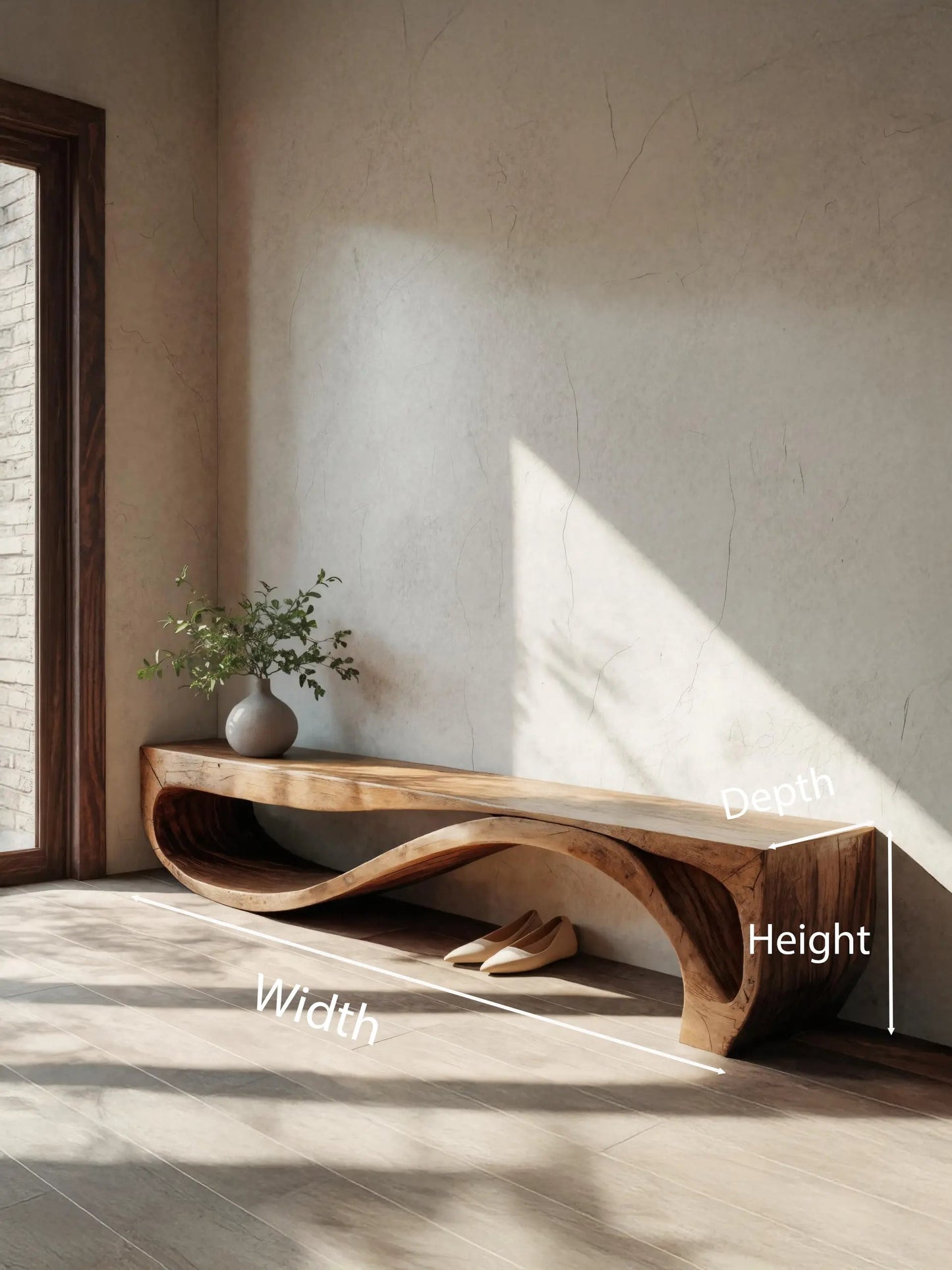 Sculptural Bench With Wave Design For Entryway Kitchnce