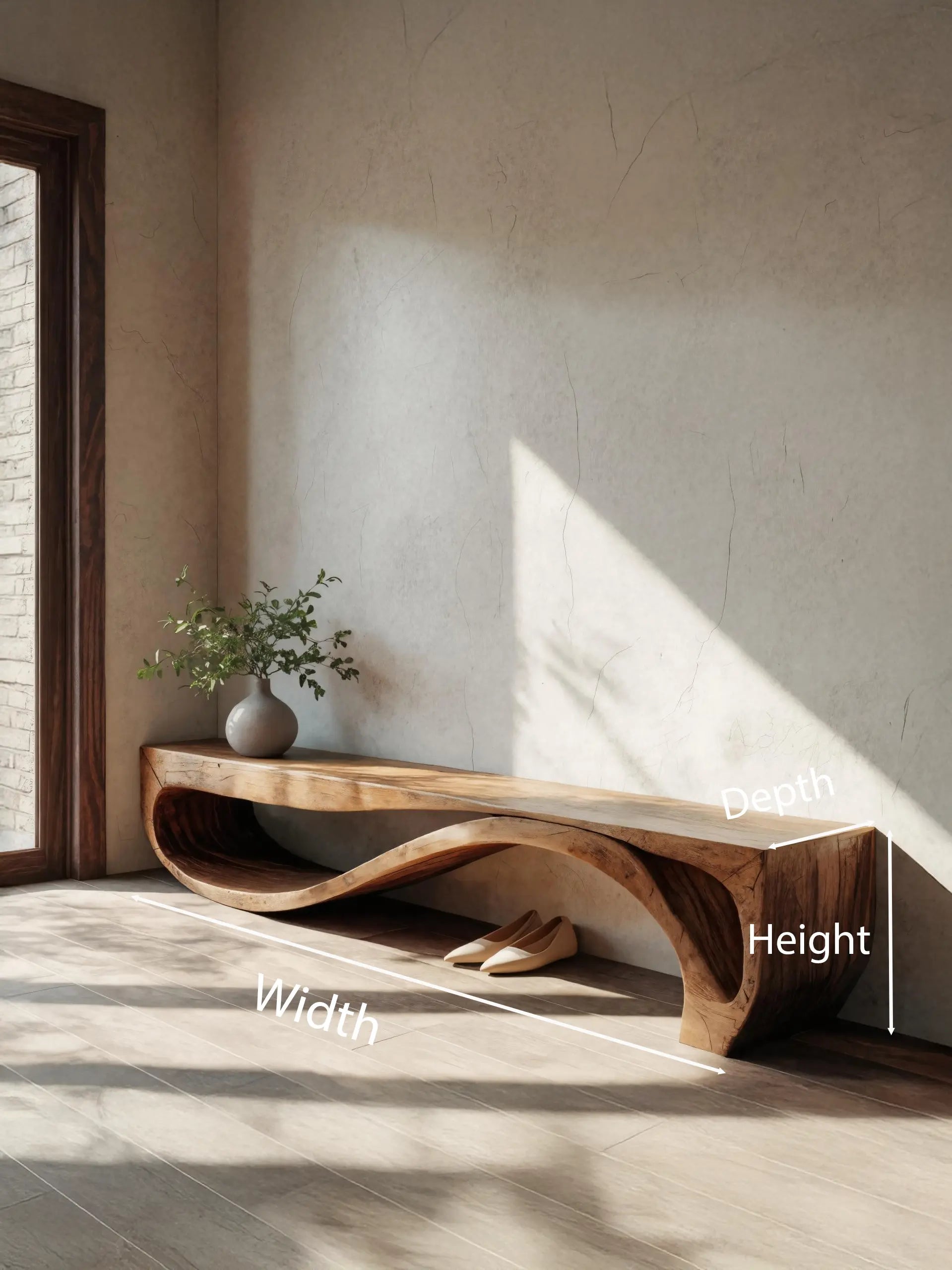 Sculptural Bench With Wave Design For Entryway Kitchnce