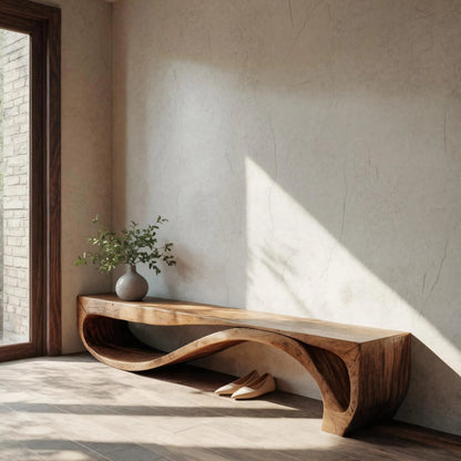 Sculptural Bench With Wave Design For Entryway Kitchnce