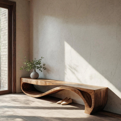 Sculptural Bench With Wave Design For Entryway Kitchnce