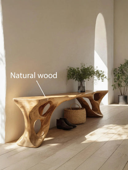 Sculptural Bench With Carved Design For Entryway Kitchnce