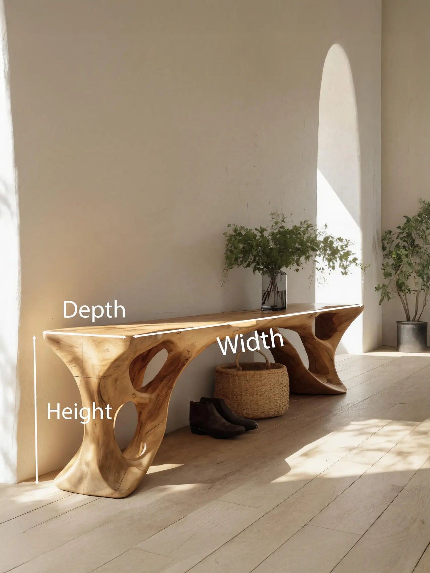 Sculptural Bench With Carved Design For Entryway Kitchnce