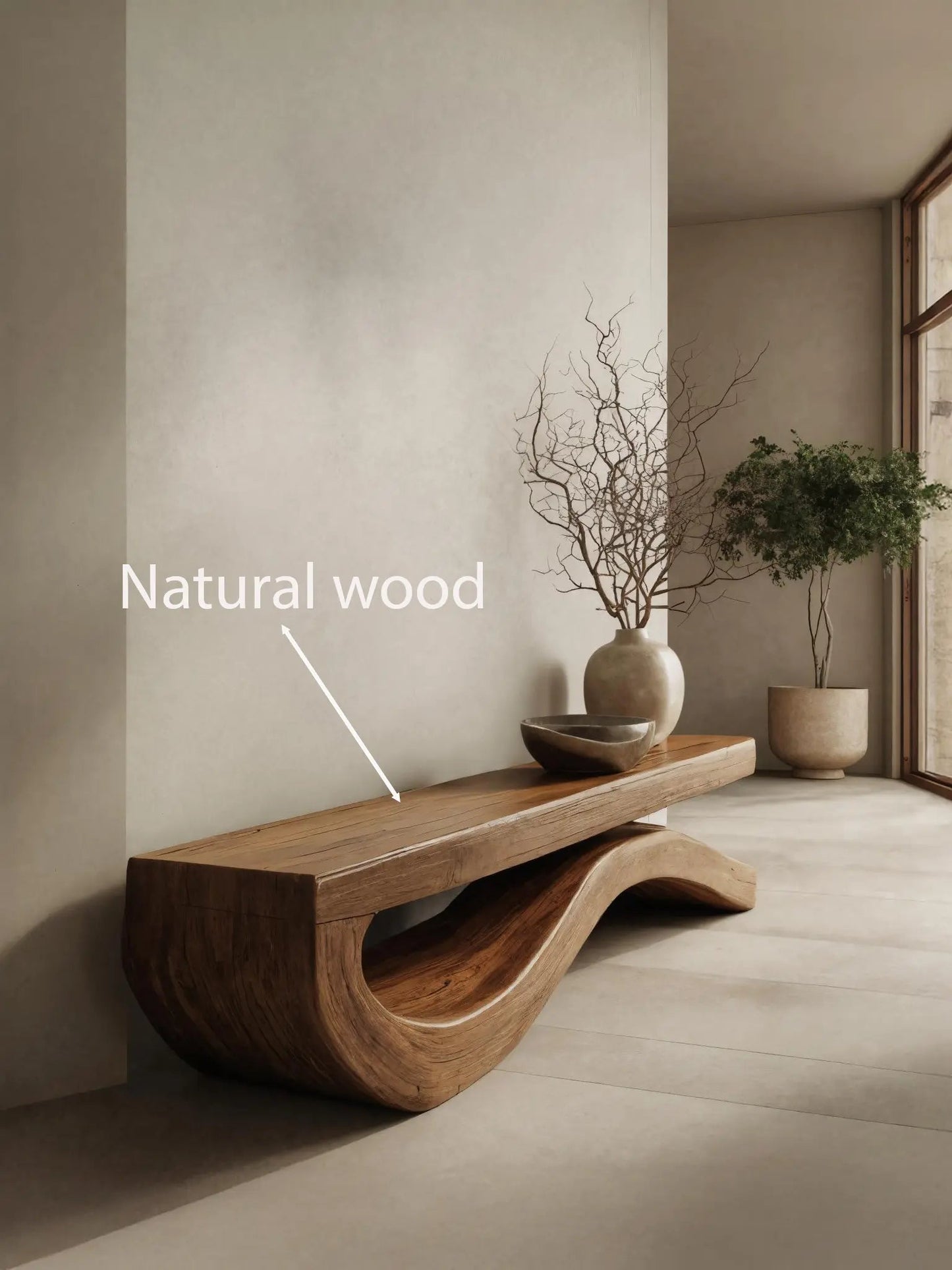 Modern Bench With Flowing Curved Base For Entryway Kitchnce