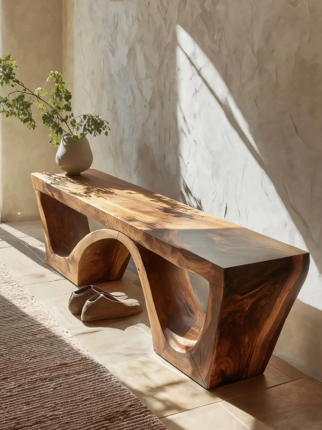 Modern Sculptural Bench With Organic Curves For Living Room Kitchnce
