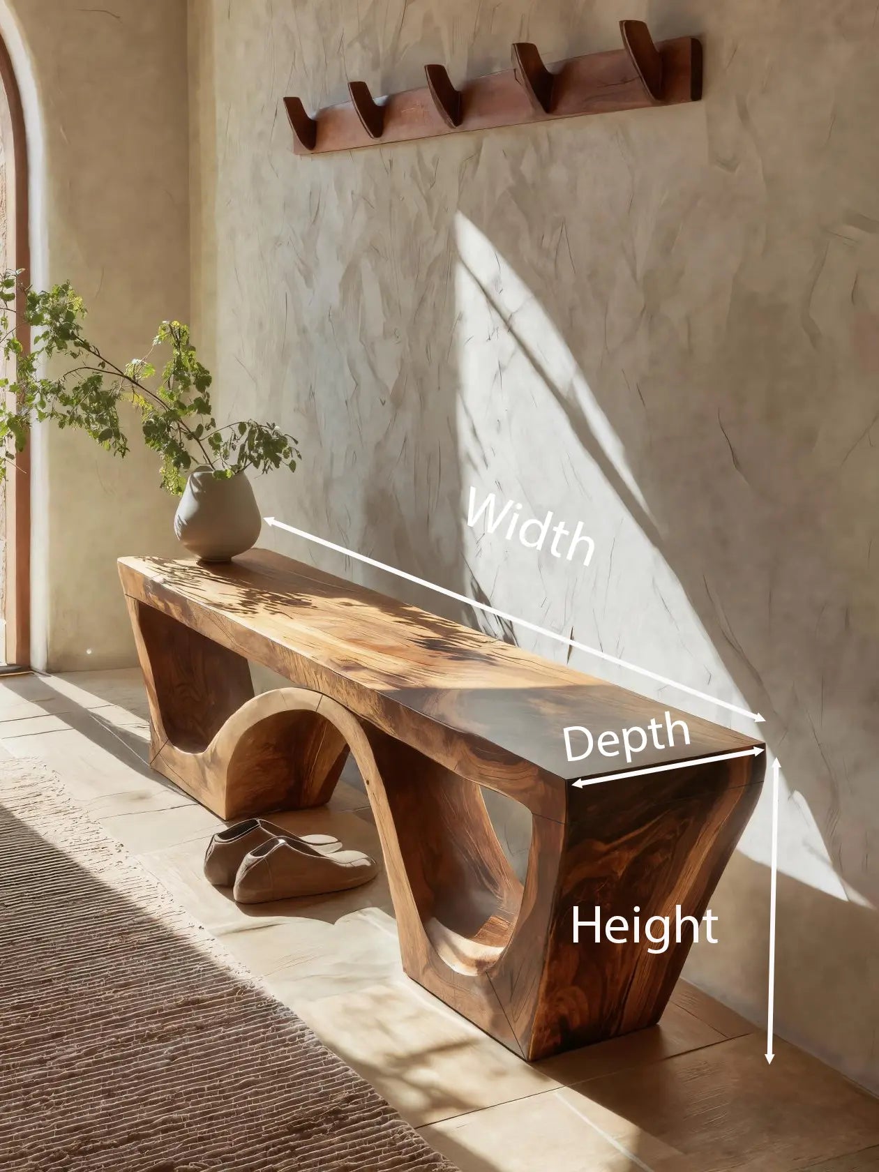 Modern Sculptural Bench With Organic Curves For Living Room Kitchnce