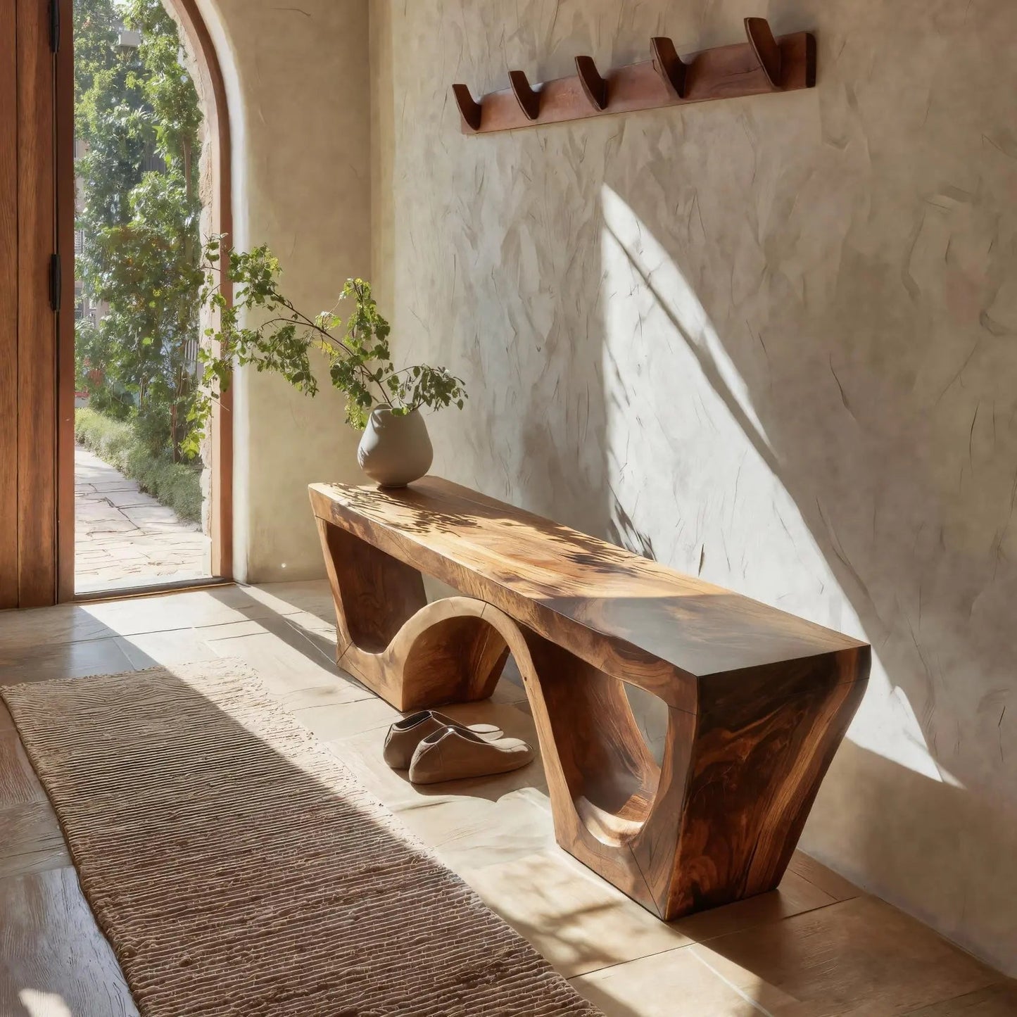 Modern Sculptural Bench With Organic Curves For Living Room Kitchnce