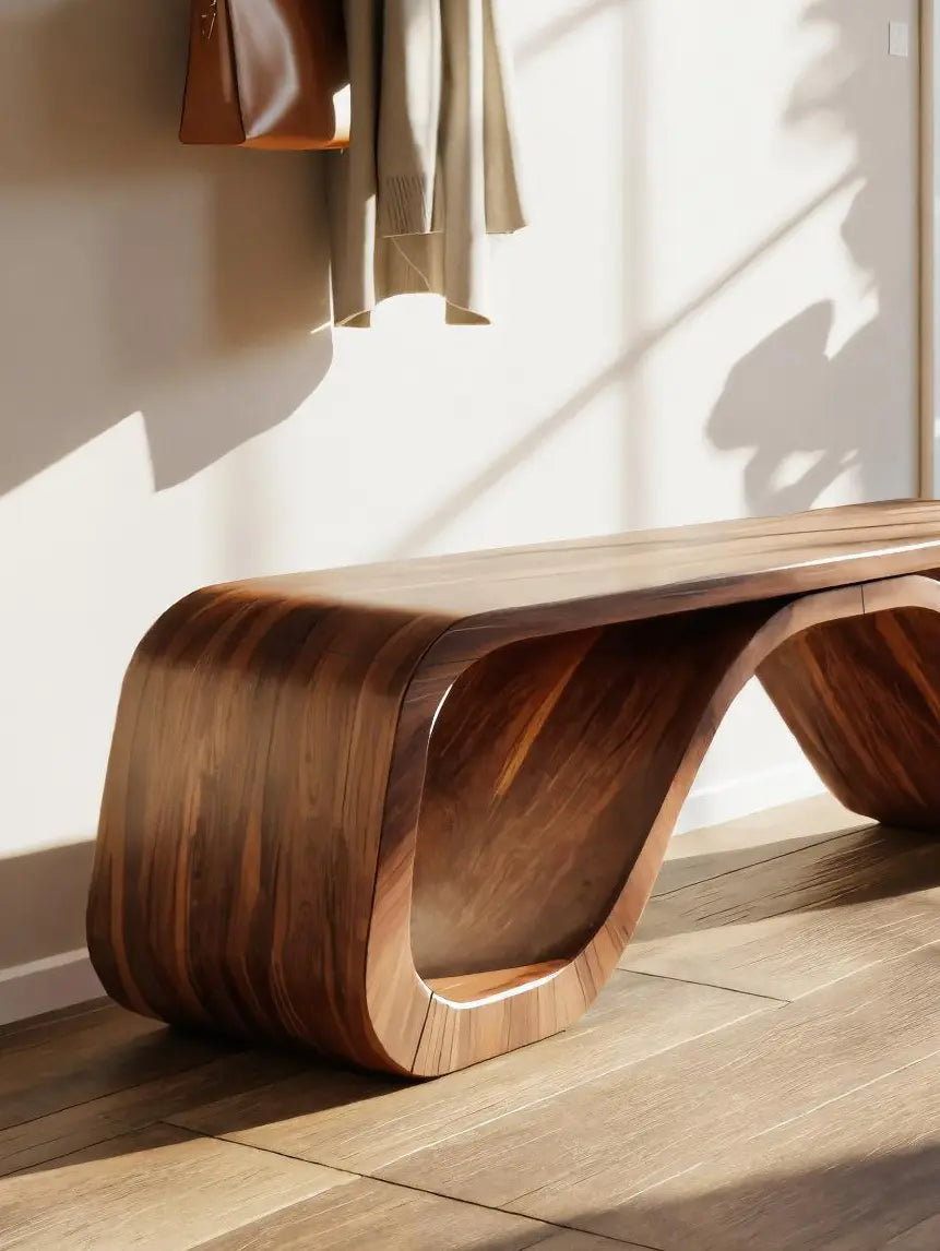 Modern Sculptural Bench With Curved Design For Hallway Kitchnce