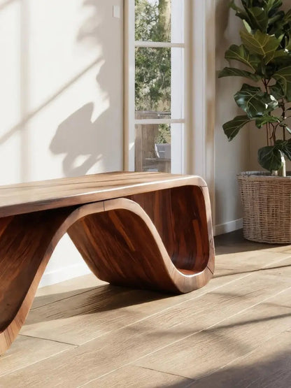 Modern Sculptural Bench With Curved Design For Hallway Kitchnce