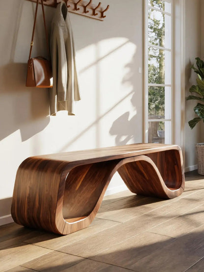 Modern Sculptural Bench With Curved Design For Hallway Kitchnce