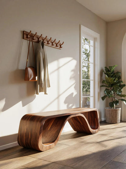 Modern Sculptural Bench With Curved Design For Hallway Kitchnce