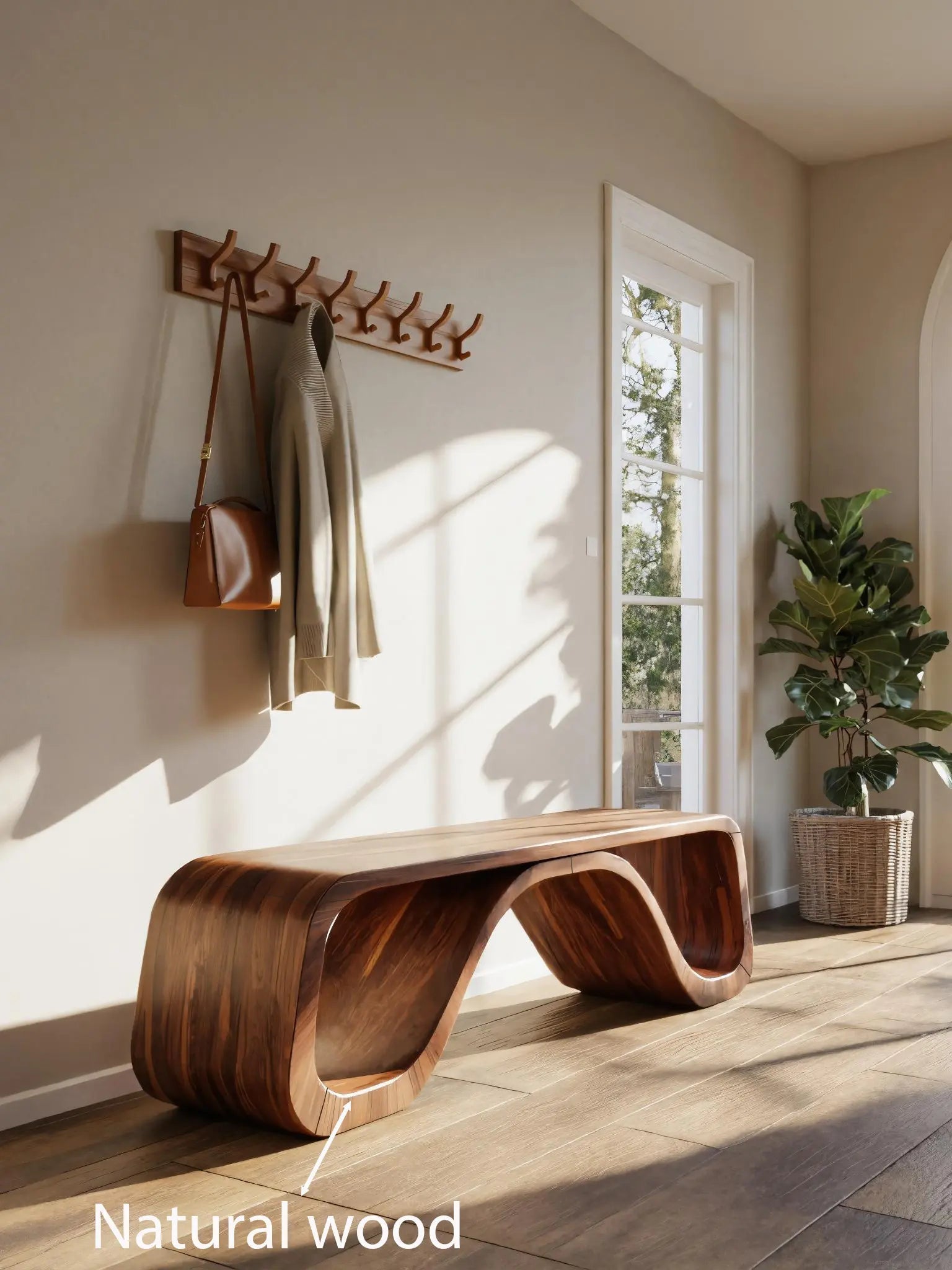 Modern Sculptural Bench With Curved Design For Hallway Kitchnce