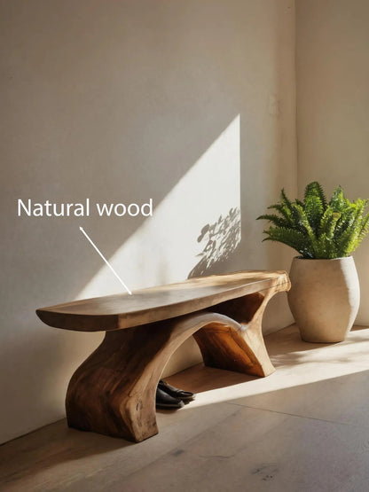 Rustic Bench With Curved Base For Living Room Kitchnce