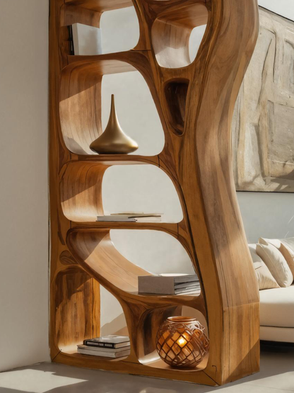 Modern Sculptural Bookshelf Room Divider For Living Room Kitchnce