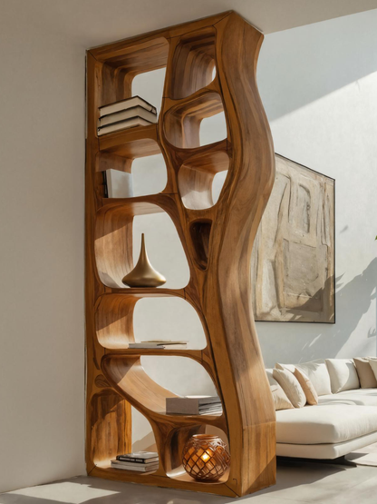 Modern Sculptural Bookshelf Room Divider For Living Room Kitchnce