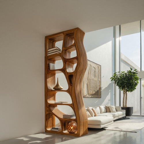 Modern Sculptural Bookshelf Room Divider For Living Room Kitchnce