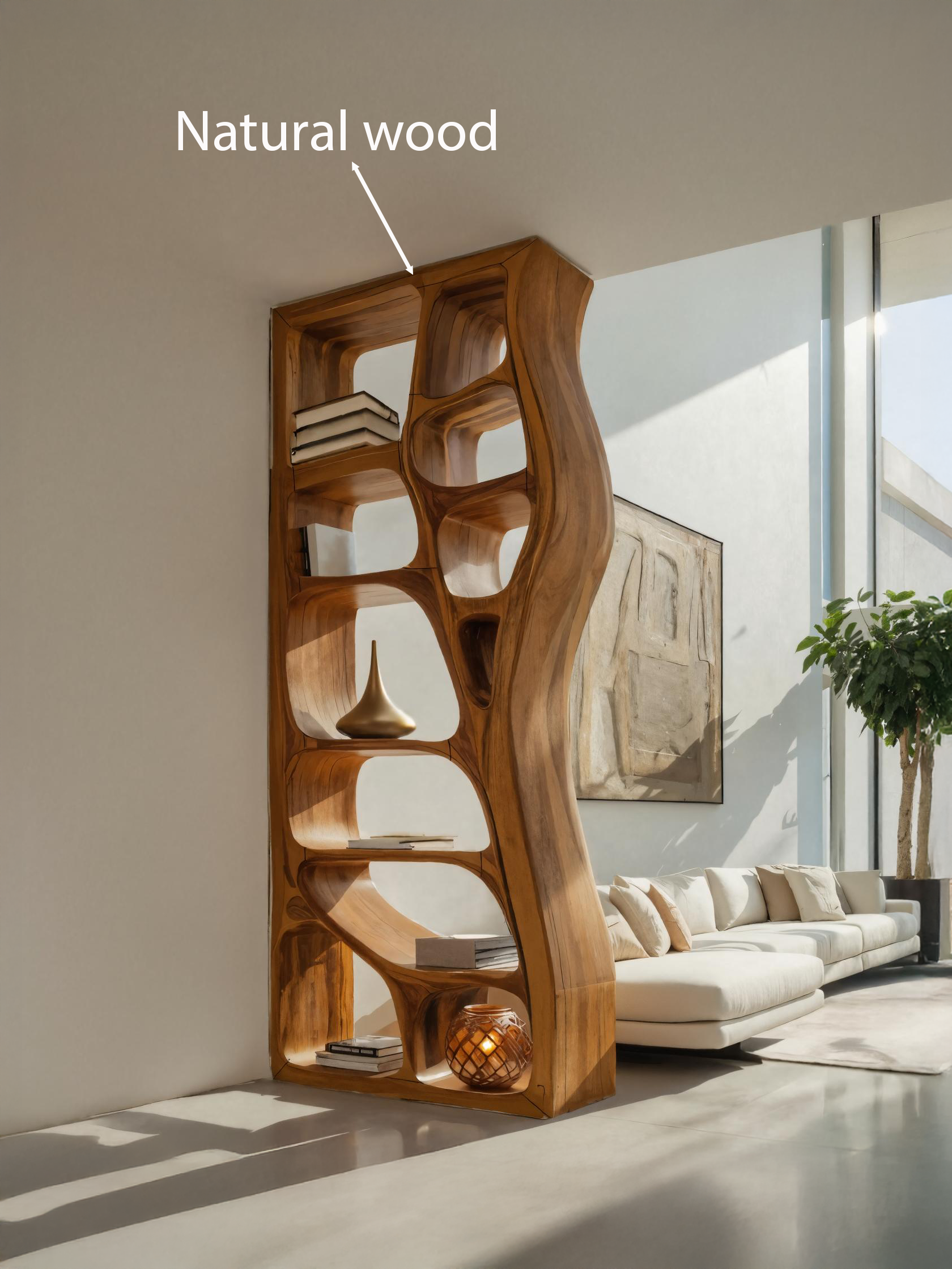 Modern Sculptural Bookshelf Room Divider For Living Room Kitchnce