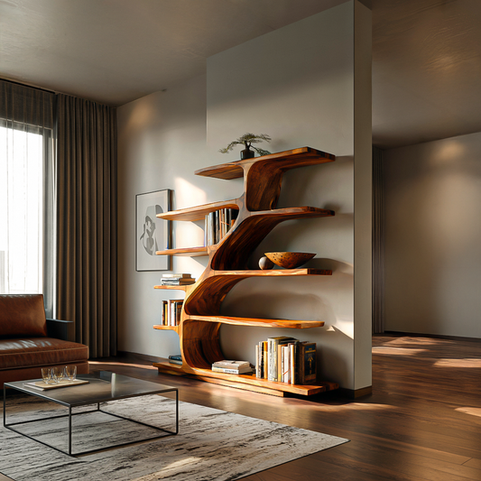 Organic Modern Bookshelf With Flowing Curves For Home Decor Kitchnce