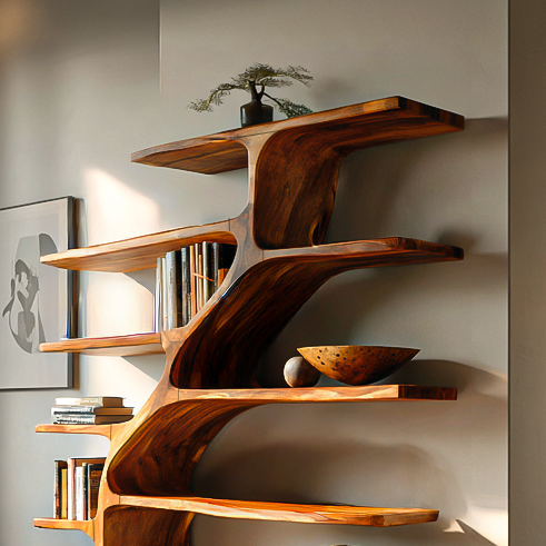 Organic Modern Bookshelf With Flowing Curves For Home Decor Kitchnce