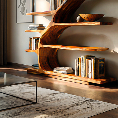 Organic Modern Bookshelf With Flowing Curves For Home Decor Kitchnce