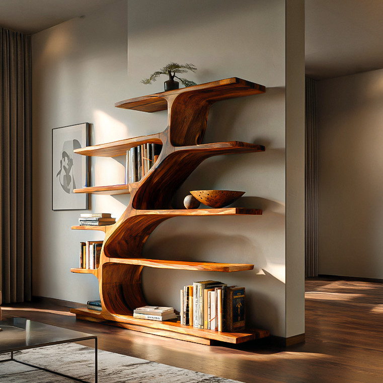 Organic Modern Bookshelf With Flowing Curves For Home Decor Kitchnce