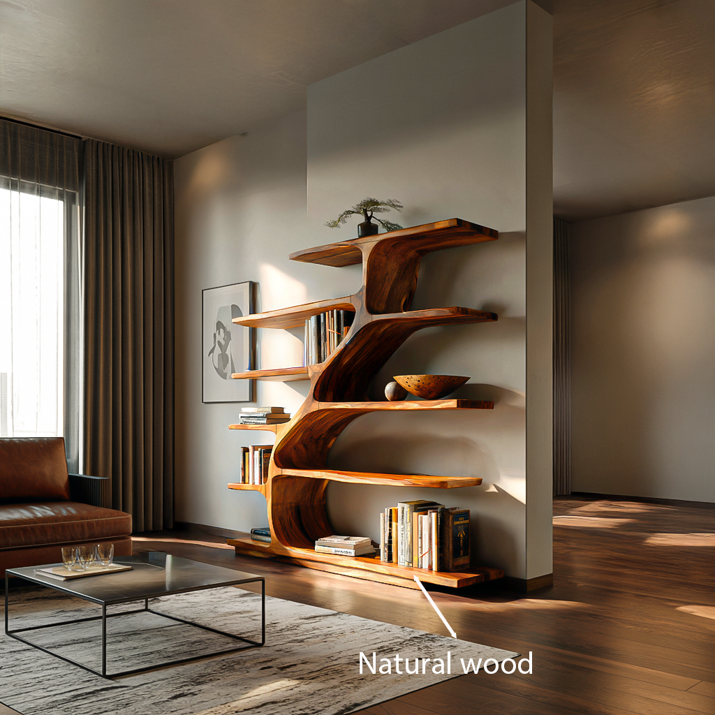 Organic Modern Bookshelf With Flowing Curves For Home Decor Kitchnce