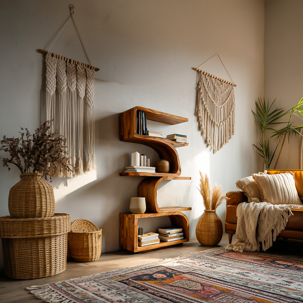Organic Curved Wooden Bookshelf For Home Decor Kitchnce
