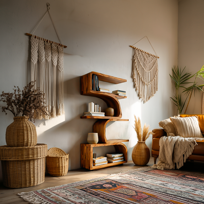 Organic Curved Wooden Bookshelf For Home Decor Kitchnce